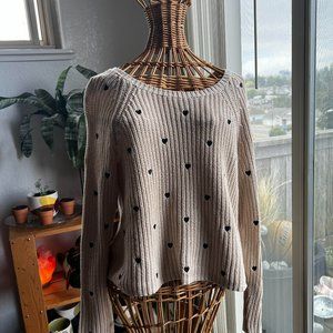 Embroidered Hearts Sweater